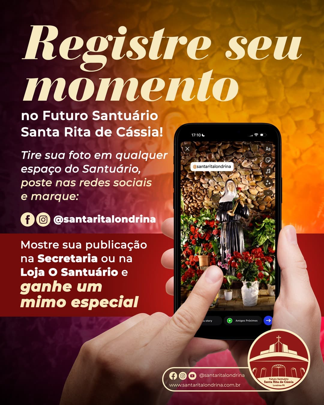 Registre seu momento no Futuro Santuário Santa Rita de Cássia e compartilhe sua fé