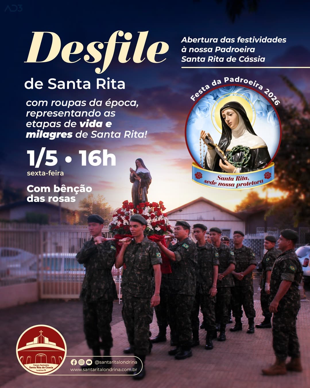 Desfile de Santa Rita abre as festividades do Mês da Padroeira 2026