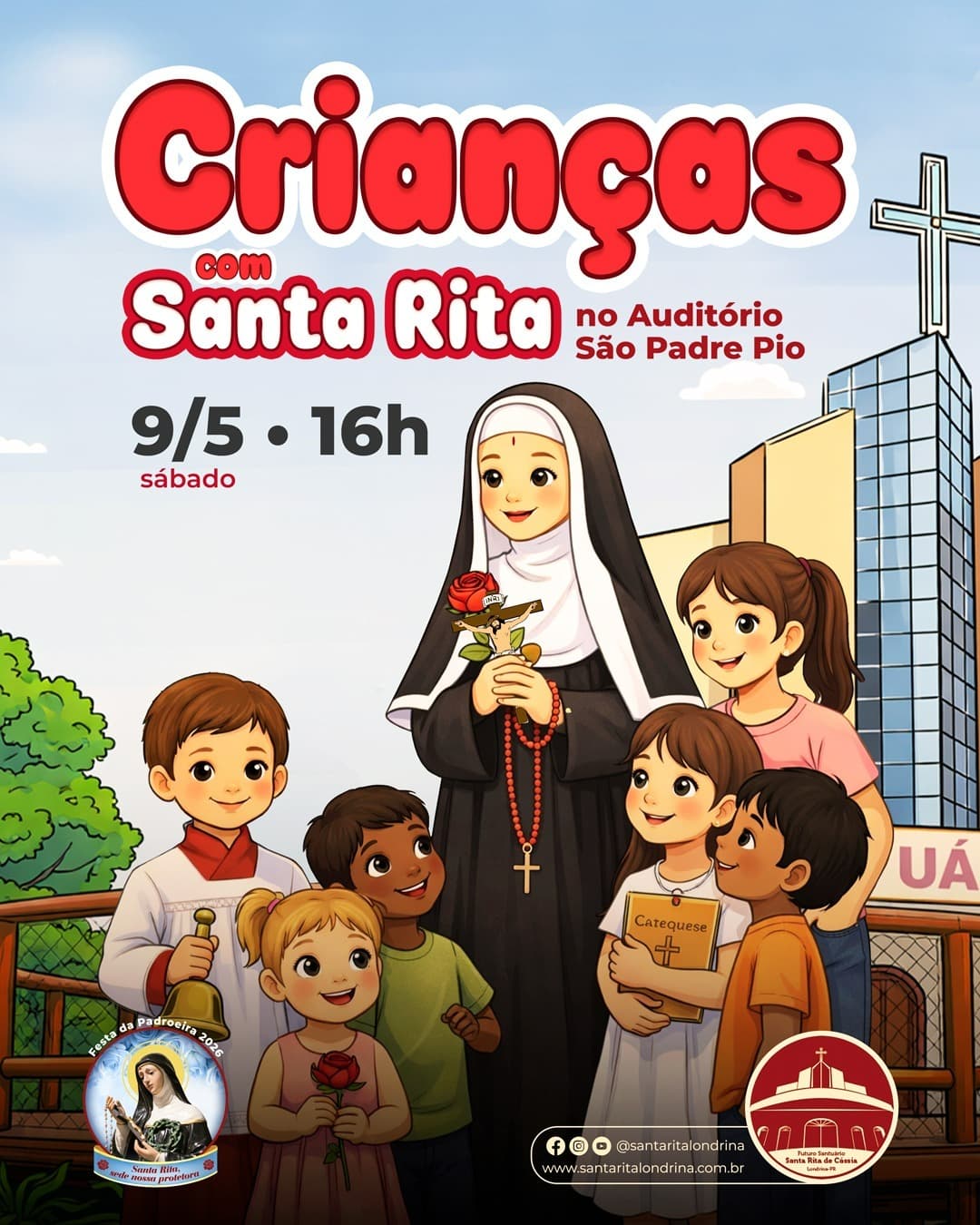 Crianças com Santa Rita