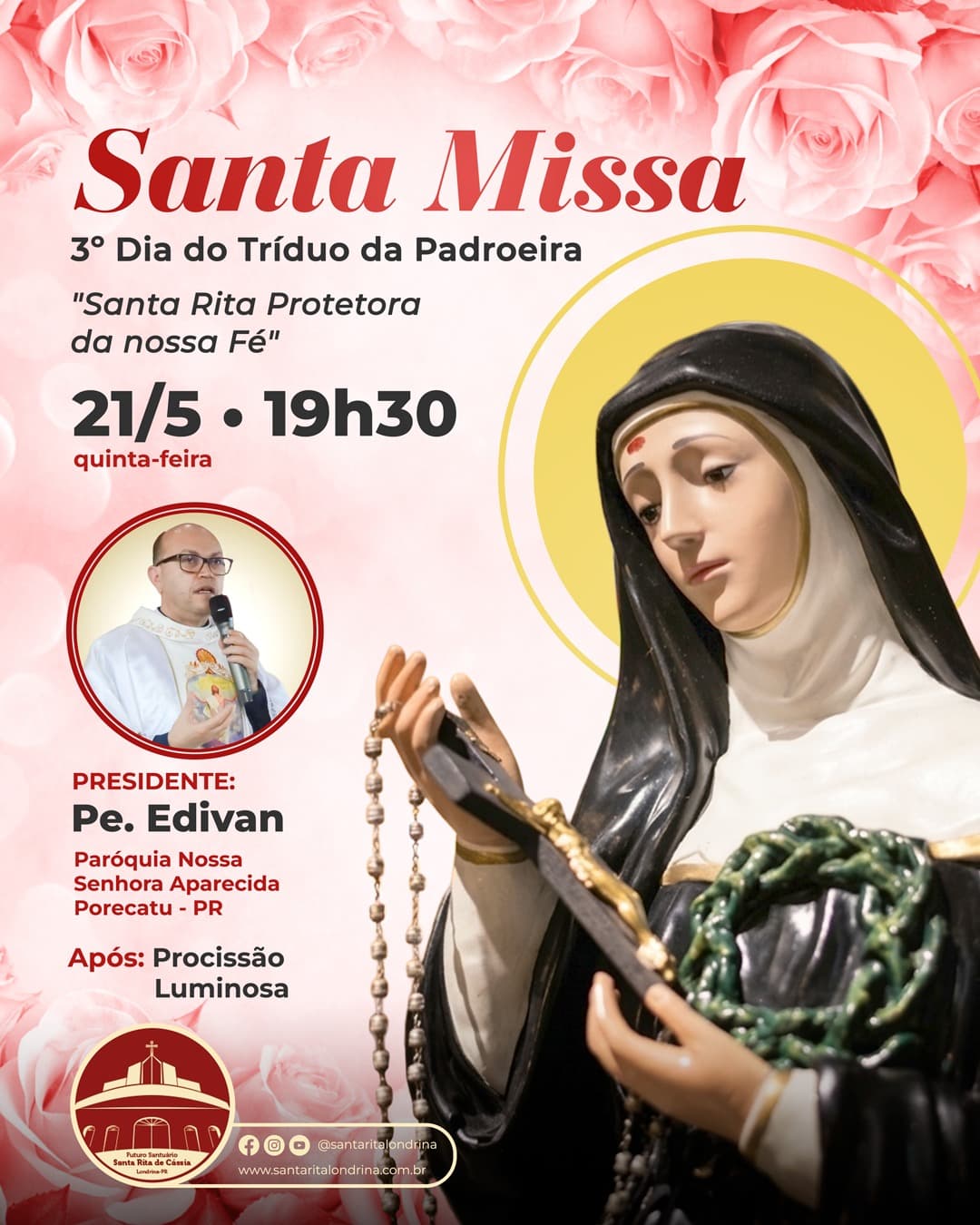 3º e último dia do Tríduo da nossa Padroeira Santa Rita de Cássia.
